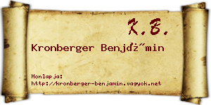 Kronberger Benjámin névjegykártya